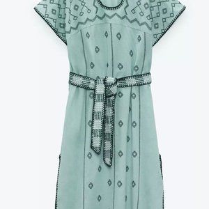 ZARA Embroidered Midi Dress NWT | Small